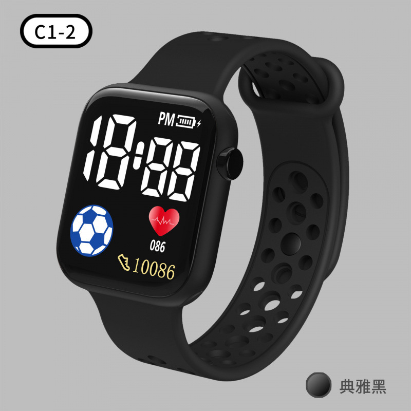 C1-2 Football Electronic Watch Led Square Waterproof Digital Sports Student Men's Watch Wholesale