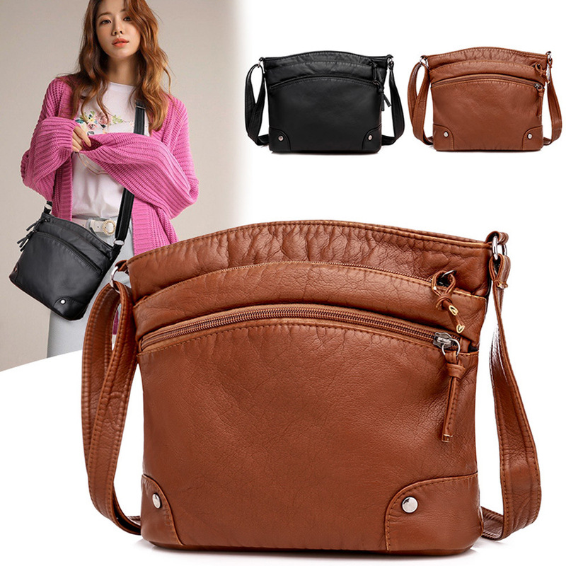 Simple Small Square Bag, Fashionable European and American Trend, Women's Shoulder Bag, Casual Large-Capacity Multi-Layer Crossbody Bag, Versatile New Style