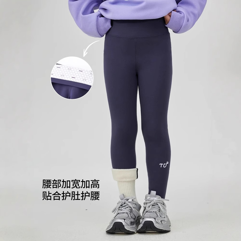 소녀 기모 가을과 겨울 2024 새로운 서양 스타일 유행 어린이 가을 두꺼운 따뜻한 슬림 바지