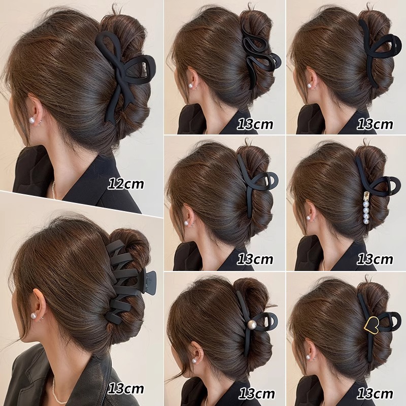 Clips de tiburón negro esmaltado, clip de cabello grande, cabeza de mujer detrás de la cabeza, pluralidad de joyas de cabello, clip de cabello de alta sensibilidad.