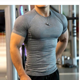 High Elastic Bodysuit Short-Sleeved Men's Summer Fitness Clothes Quick-Drying Breathable Running Basketball Training Sports T-Shirt