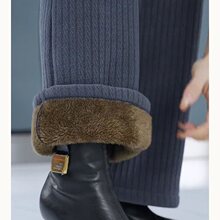 加厚长毛绒阔腿裤女2025春夏新款高腰一条过冬保暖外穿加绒直筒裤