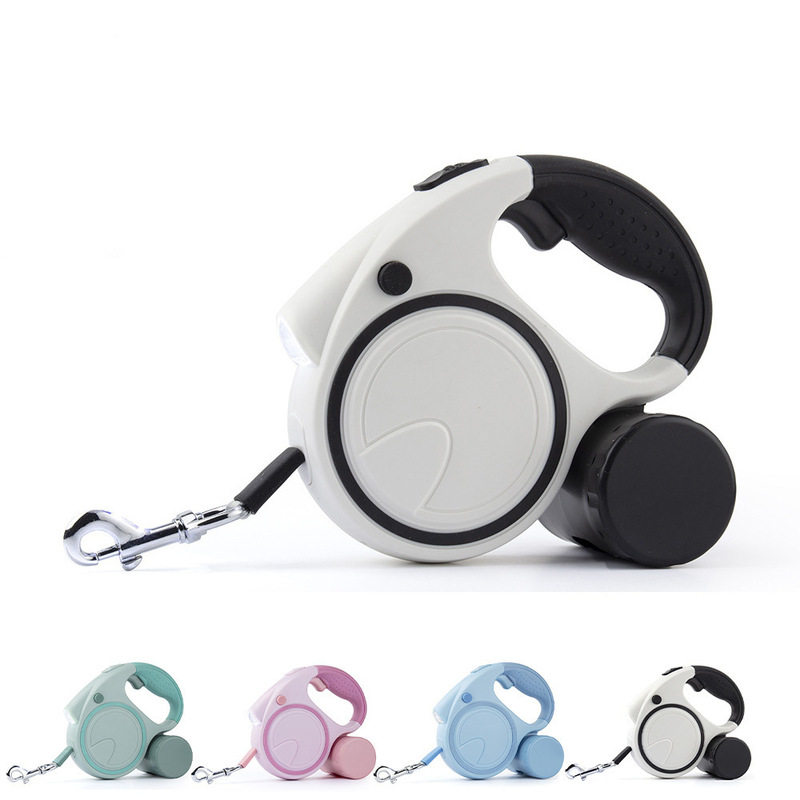 in stock fast hair LED dog leash automatic retractable two-color dog leash dog walking pet supplies beautiful fashion multi-color