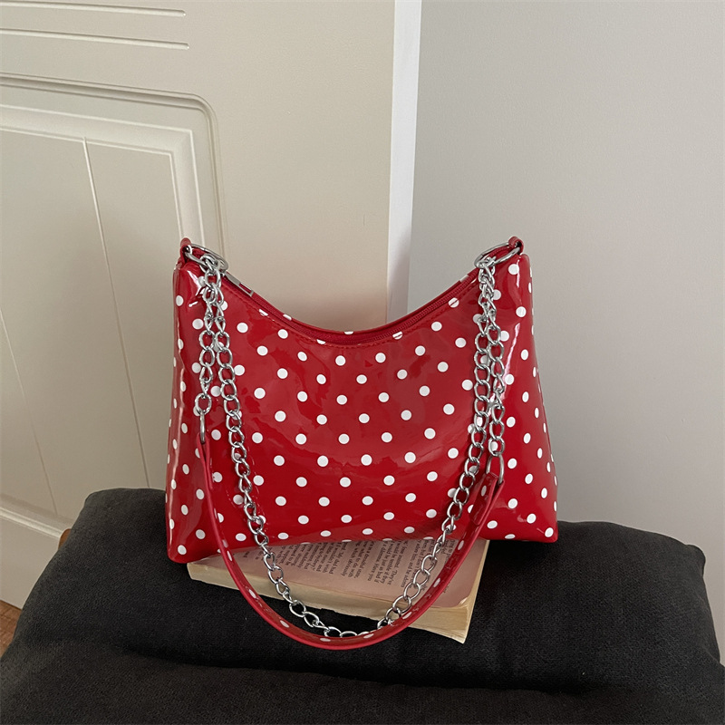 2026 New Fashionable Large-Capacity Shoulder Bag Korean Version Retro Artistic Polka Dot College Style Tote Bag for Women