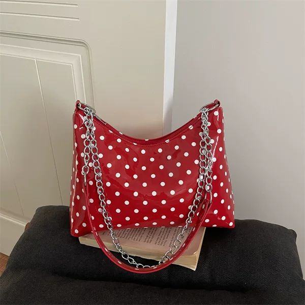 2026 New Fashionable Large-Capacity Shoulder Bag Korean Version Retro Artistic Polka Dot College Style Tote Bag for Women