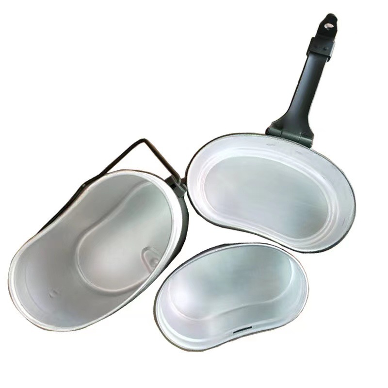 Fábrica al por mayor 79 alemán militar al aire libre camping caja de almuerzo de tres piezas climatizada aleación de aluminio caja de almuerzo portátil