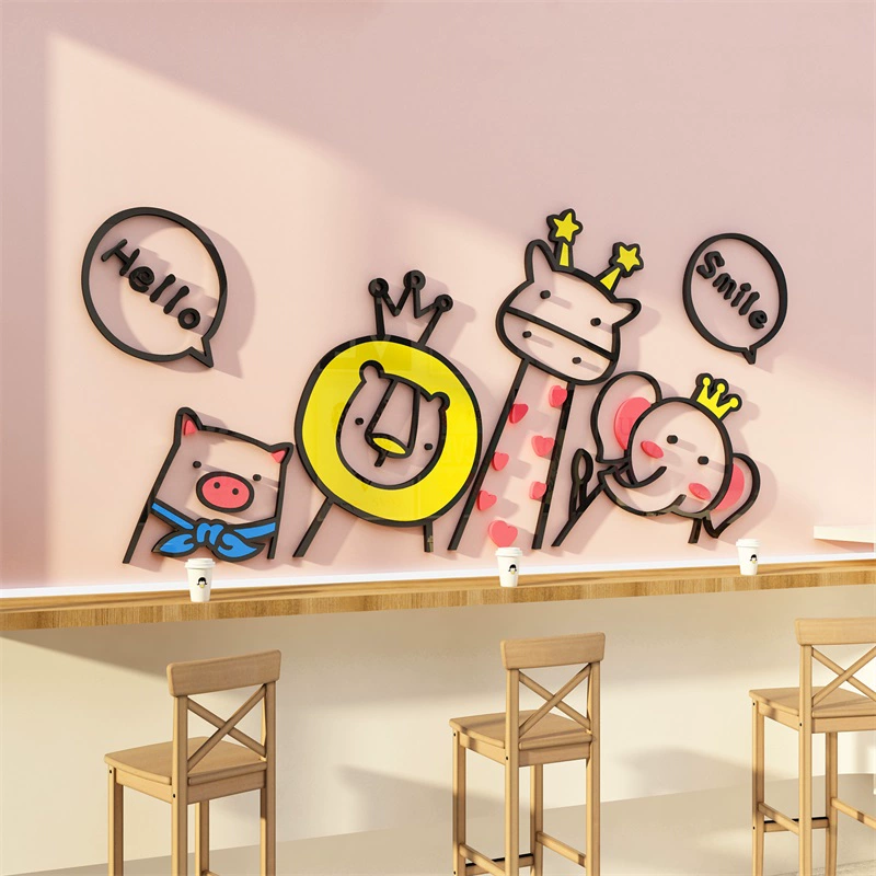 Интернет-красный перфорация чая с молоком Кофейня настенные украшения столовая акриловая 3d трехмерная выпечка атмосфера меблировка балкона