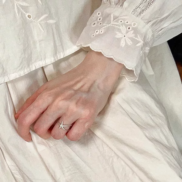 Double-Layer Starfish Ring for Women, Sweet and Stylish, Versatile Creative Open Ring, Unique and Fashionable Index Finger Ring