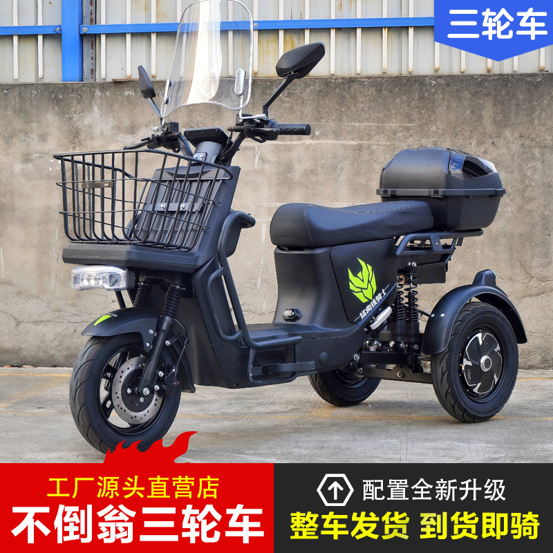 载重王电动不倒翁摇摆三轮车外卖送餐拉货载货长跑王锂电池代步车