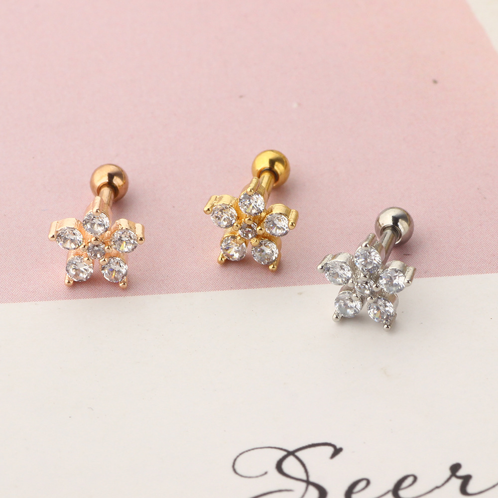 Stainless Steel Zircon Thread Earrings for Women Ear Piercing Jewelry Cartilage Tragus Stud detail image 7
