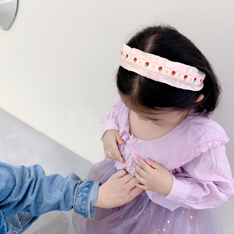 韓版寬邊碎花兒童發箍女童布藝頭箍寶寶防滑壓頭髮卡甜美髮飾髮帶