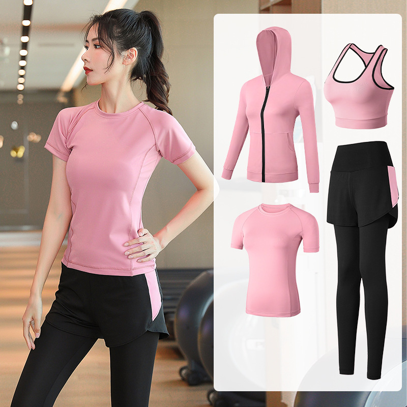 New Sports Fitness Clothing Four-Piece Yoga Training Clothing for Beginners Gym Training Running Leisure Breathable