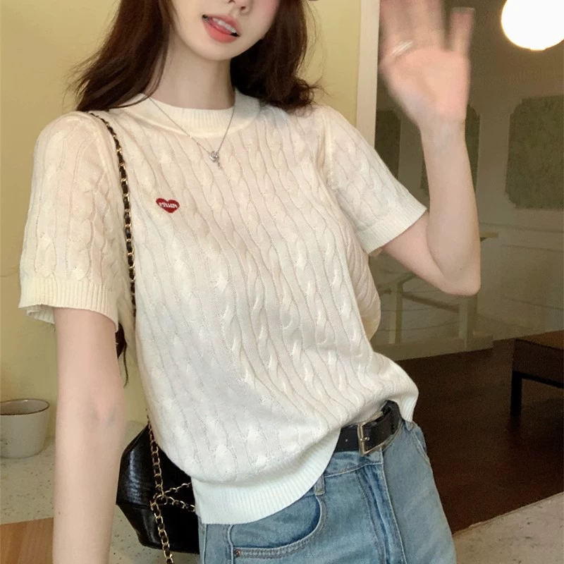 Летний новый вязаный топ для кормления с французской вышивкой, утягивающий топ для кормления с короткими рукавами, нежный стильный топ для кормления