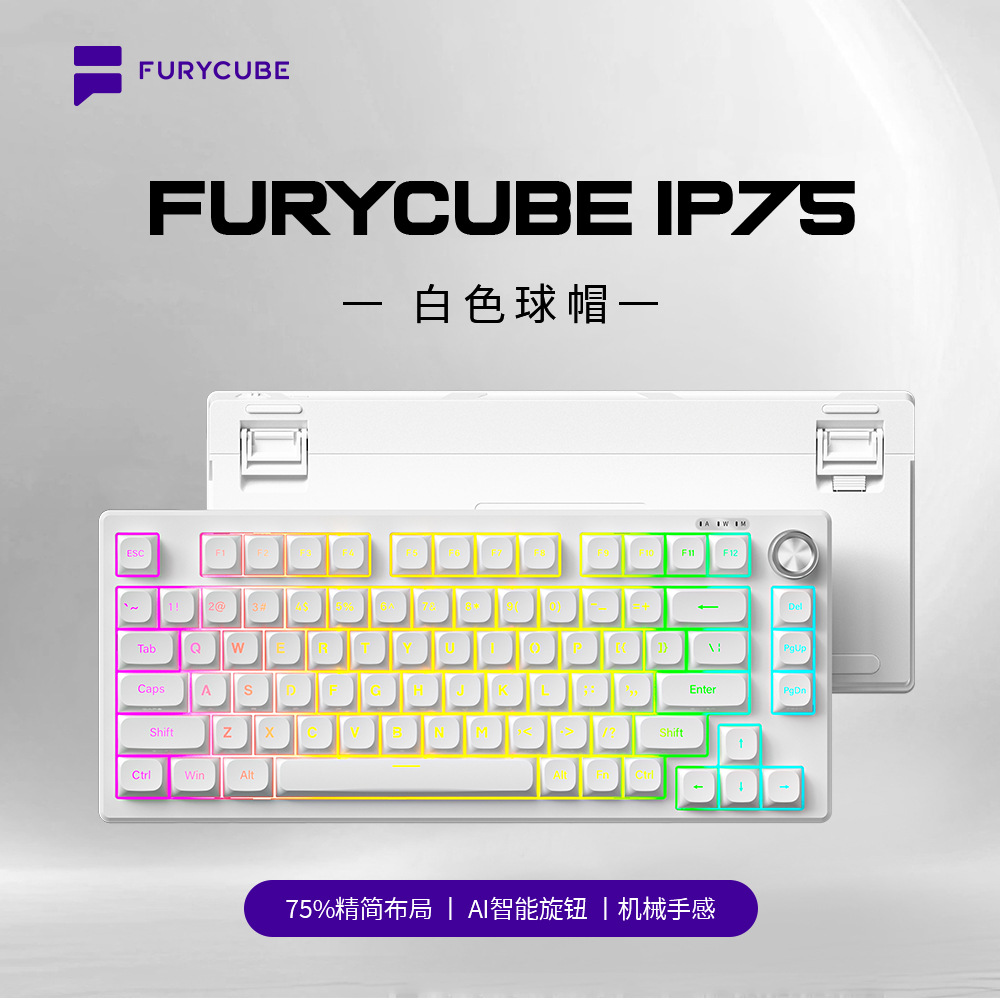 FURYCUBR IP75有线键盘高颜值机械手感PBT发光键帽办公电竞键盘