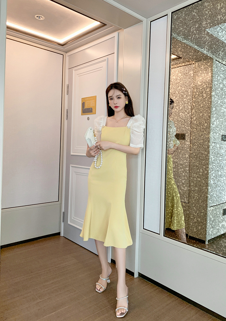 D0032 970K VÁY ĐẦM LIỀN THÂN NỮ CHOTDNG DÁNG ÔM BODY GỢI CẢM SEXY TAY PHỒNG KIỂU ĐUÔI CÁ THỜI TRANG NỮ G03 SẢN PHẨM MỚI