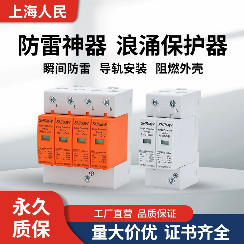 Вторичный молниезащитный однофазный фотоэлектрический бытовой источник питания 220V2P модуль перенапряжения трехфазный 4P разрядник