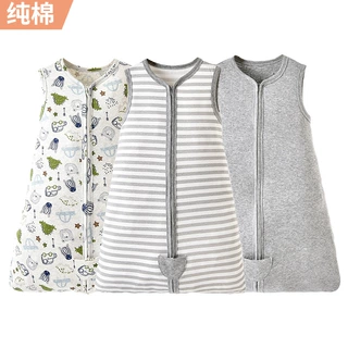 夏季儿童新生儿蘑菇圆底防踢被单层纯棉婴幼儿包脚睡袋背心式多色