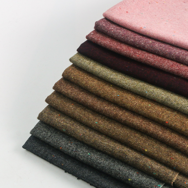 柯桥羊毛港花呢布料 彩点港花呢毛呢外套 单面肌理感彩点呢布料