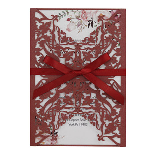 Cross-border Wedding Carved Hollow Invitation Champagne Invitation Letter Wedding Blessing Greeting Card Invitation Post Shenzhen Factory in stock
