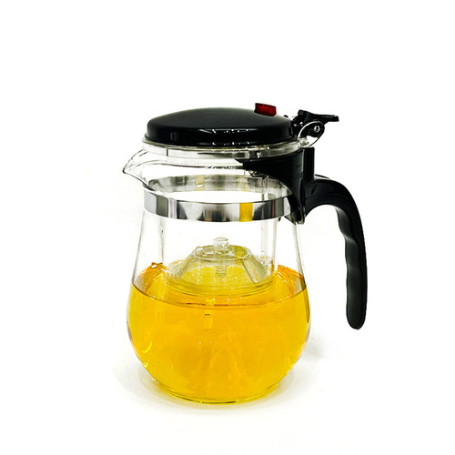 Leisure Cup Infuser Heat-Resistant Glass Teapot Tea Separation Cup Filtered Tea Maker One-Click Filtering Tea Brewer
