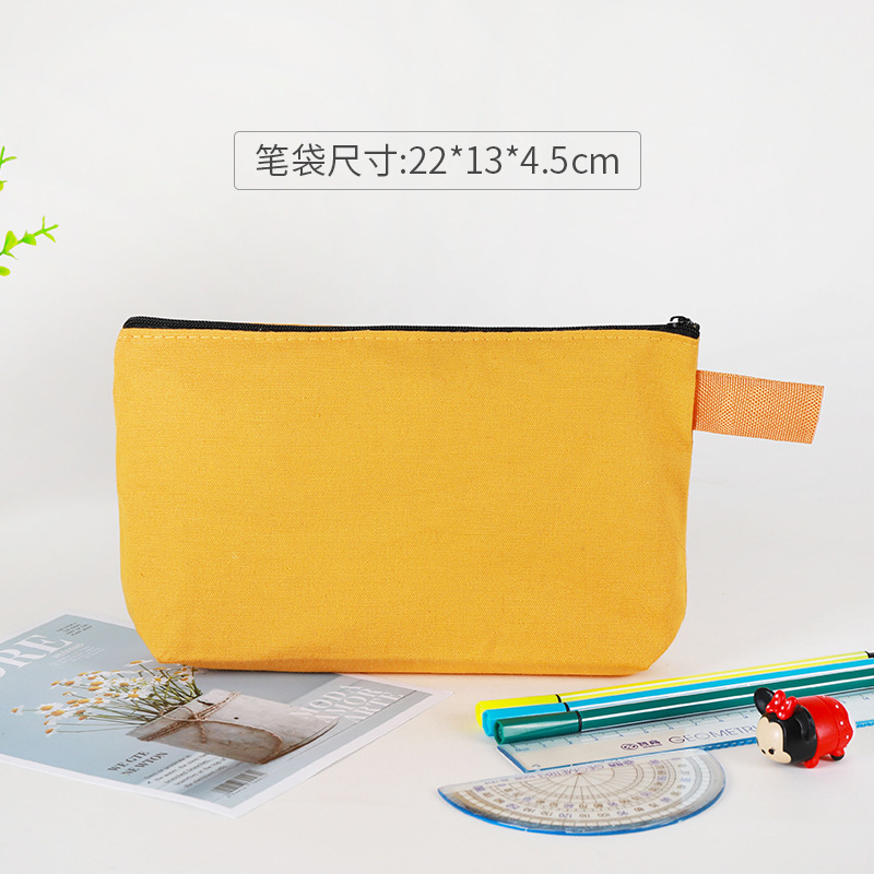 キャンバスペンバッグカスタムロゴ女性クロスボーダーアマゾンジッパー旅行化粧品バッグ肥厚文具収納袋卸売|undefined