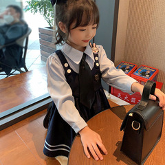 Girls' two-piece dress spring and autumn college style trendy cute student skirt little girl two-piece dress