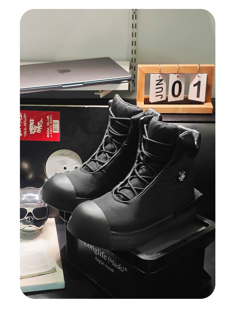 Pantofi sport casual pentru bărbați, cu talpă groasă, din pânză, cu aspect de înălțime, 2025, model nișă, cu design cu cap mare, pentru stradă, model high-end, X227_voghion.com