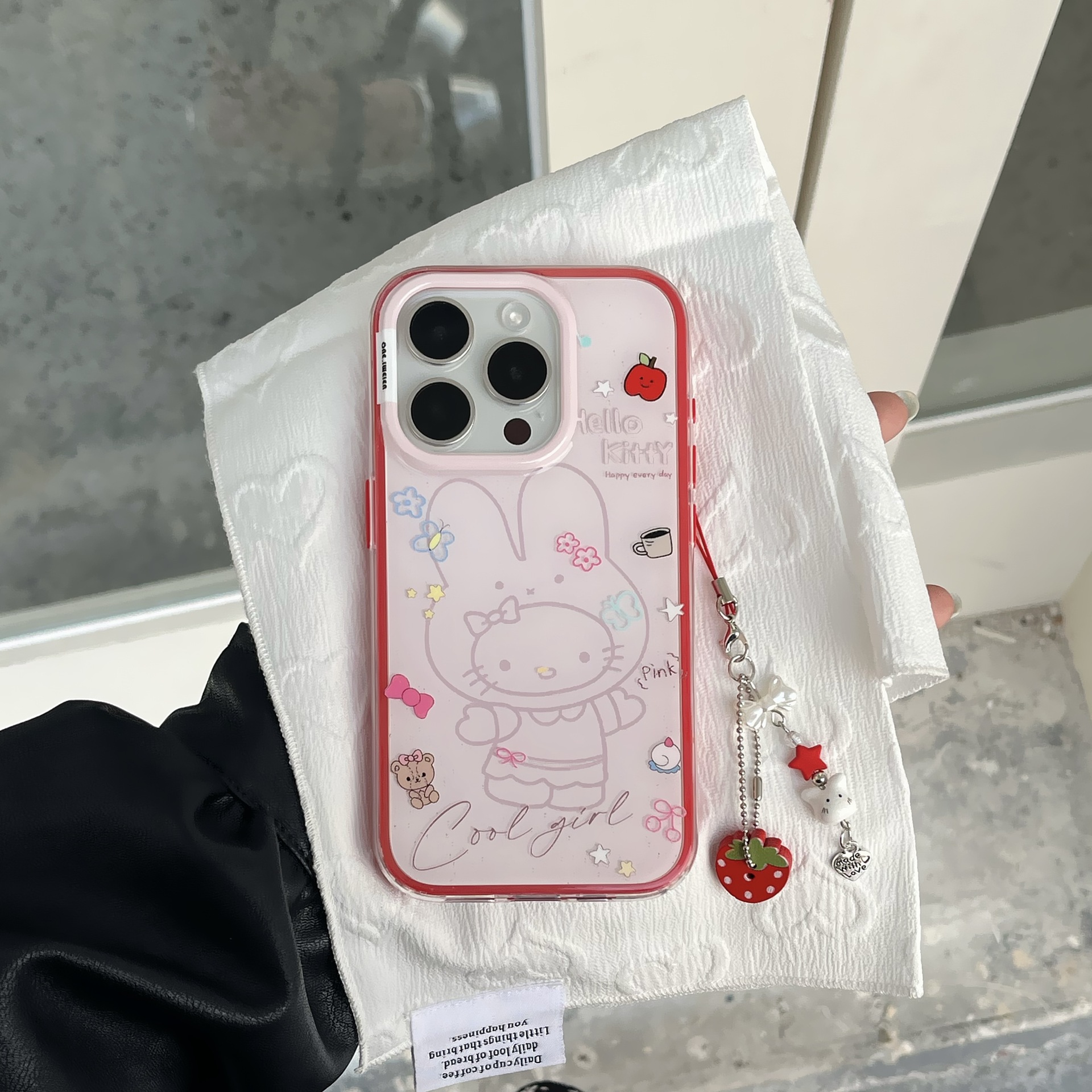 Divertido conejo de línea de corazón de niña para Apple 16Pro funda para teléfono móvil 15ProMax colgante 14/13 nuevo 16PM