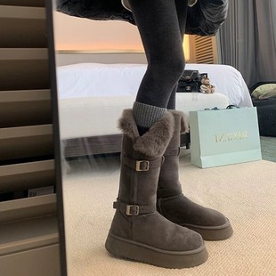 ��׻�ɫëëѩ��ѥŮ2025�ﶬ�¿����LͲ�ӽq�Ӻ�ů��Ͳѥ��Ь