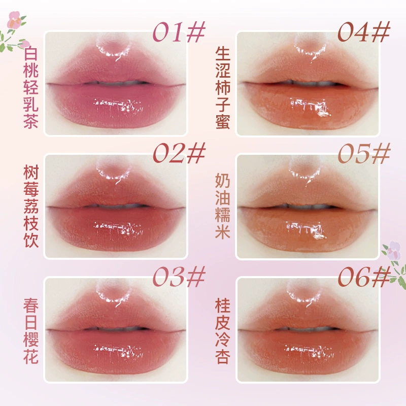 Блеск для губ (Novo) Water Crystal Shine Folding, низкая насыщенность полупрозрачный увлажняющий — 6 цветов