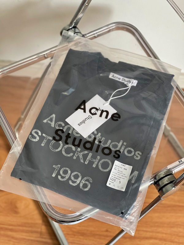 クロスボーダー高品質 Acn Stu25 春夏ダーティーウォッシュ加工文字プリント半袖Tシャツ 男女兼用|undefined