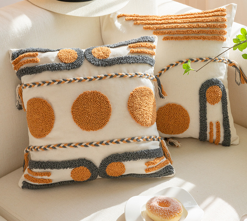 227g Weight Pillow Cases Home Textiles & Decor Type Cotton, Polyester Material Stripe Pattern Nordic Style Style Warm Color Color Bohemian Indian Style Tufted Pillow  Style Simple Nordic Model Room Cushion Throw Pillowcase Bay Window Decoration
