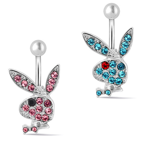 Wish AliExpress recommends new products stainless steel cartoon rabbit belly button ring navel nail body piercing jewelry wholesale