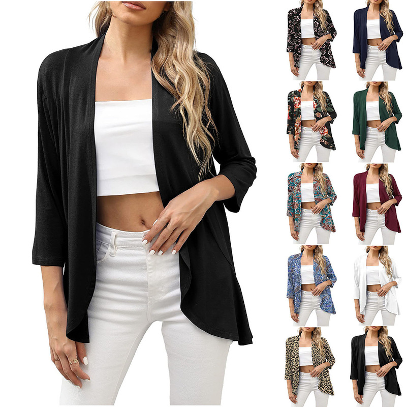 2022 Spring and Summer European and American Clothing Amazon Hot Selling Fashion Casual Printed Knitted Cardigan Top