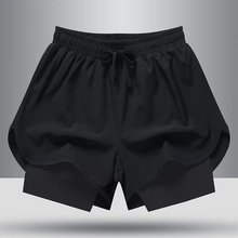 夏季新款双层短裤欧美肌肉健身泳裤运动男式休闲五分裤户外运动裤