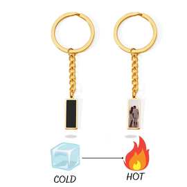 跨境欧美不锈钢长方形个性化的热激活魔法钥匙扣定制图片热卖爆款