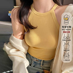 爆款甜辣妹挂脖高领吊带美背背心带胸垫裹胸外穿打底短款抹胸上衣