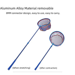 兒童碳素伸縮抄網小孩抄網杆撈蝦蝌蚪蝴蝶抓魚網兜摺疊捕蟲網