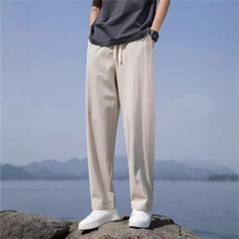 亚麻裤男夏季薄款棉麻裤子2025新款夏天男装休闲长裤直筒宽松男裤