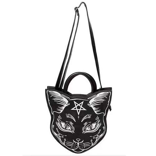 Cross-border Harajuku style dark cat cross-body bag fashion trend clutch bag punk style cat face Halloween women's bag
