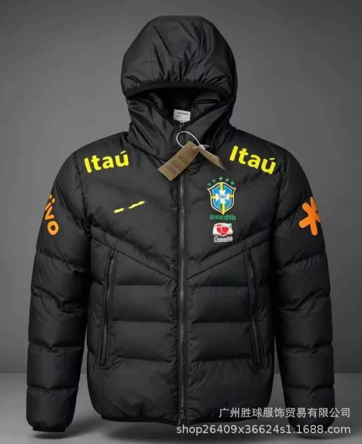 Chaqueta Térmica de Fútbol con Capucha de Algodón y Poliéster, Acolchada, para Deportes y Entrenamiento