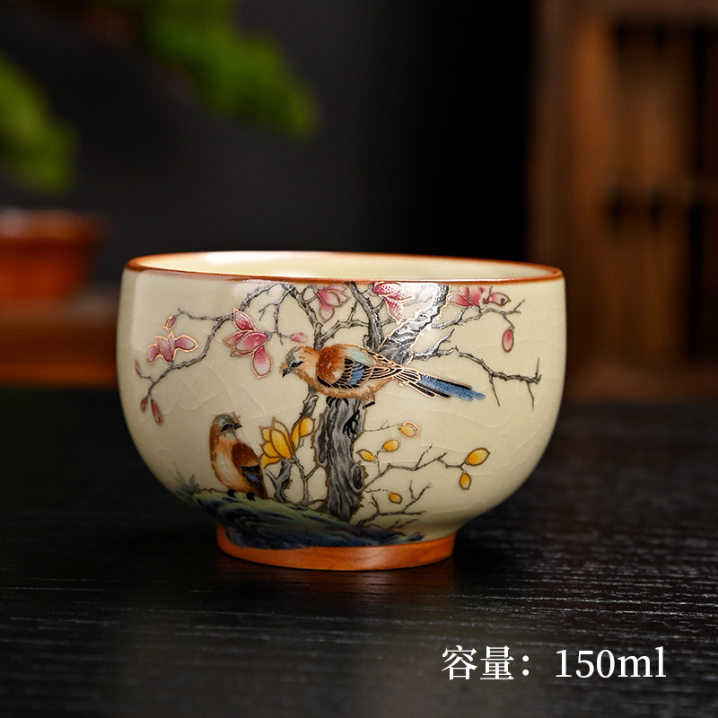 汝窑茶杯泡茶杯开片主人杯客杯珐琅彩品茗杯个人杯陶瓷纪念伴手礼|undefined
