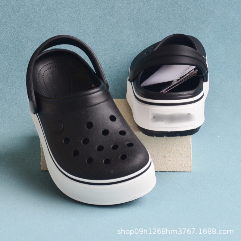 Crocs Thick-Soled Karoban Clogs Women's Beach Shoes Outdoor Thick-Soled Sandals Slippers Platform Shoes Height Increase 4cm