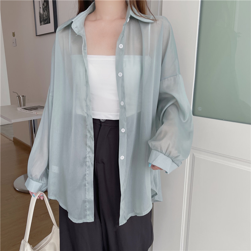 112g Weight Long Sleeve Sleeve Length Single Breasted Placket Type Shirtsleeve Sleeve Type Polyester, Chiffon Fabric Type Regular Top Length Cardigan Tops Type Holiday Occasion Shirt Collar Neckline Loose Fit Type Solid Color Pattern Summer, Spring Season Women's Gender Casual Style Wholesale Women's Casual Solid Color Long Sleeve Blouses 87
