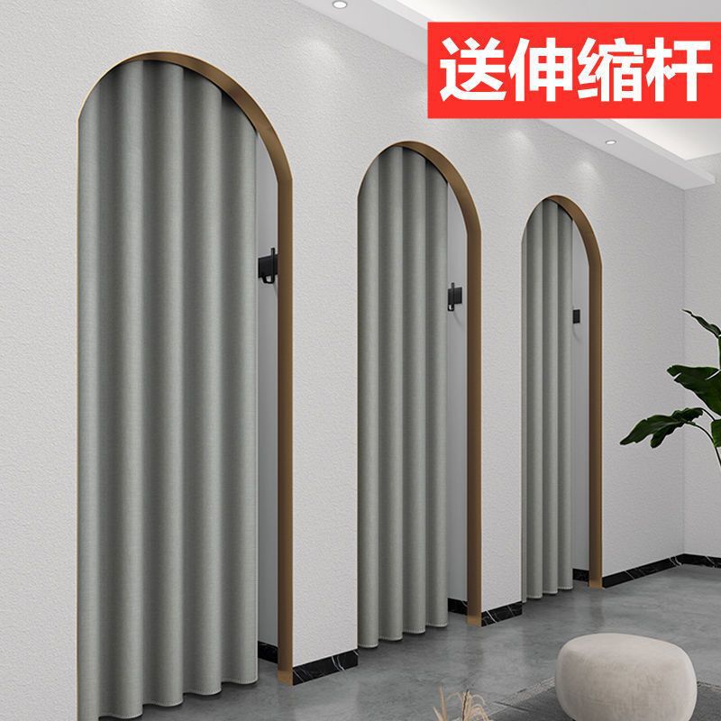 Door Curtain Partition Curtain for Home Use, No-Drill Installation, Suitable for Bedroom, Kitchen, Bathroom, Toilet, Summer Air Conditioning Wind-Blocking Curtain