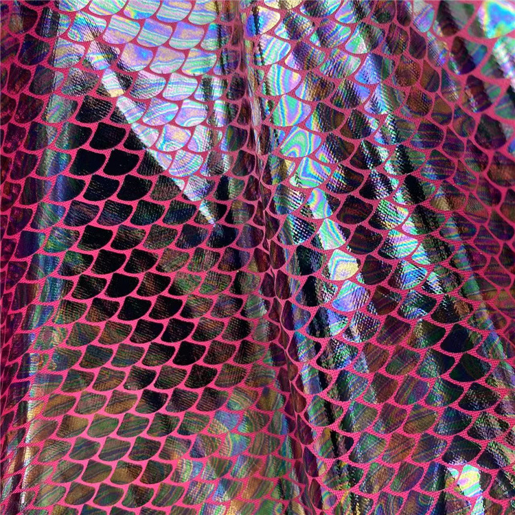 鱼鳞纹烫金布料 幻彩渐变烫金面料 舞台演出服工艺品装饰布料