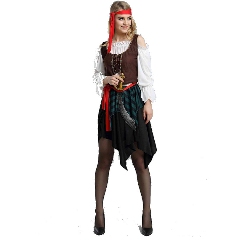 Halloween adultos niños cosplay chicos Capitán Jack chicas piratas del Caribe trajes de baile de máscaras