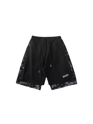 Men's knee-length Hong Kong-style two-piece shorts, seasonal thin and loose fashionable summer, almond-shaped patchwork button-down casual five-pocket pants