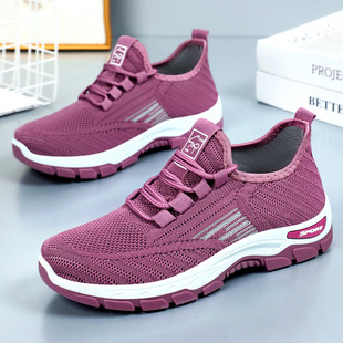 Shoes Women's Summer Soft Sole Comfortable Not Tired Cross-border Running Shoes All-match Women's Single-layer Shoes Breathable Fly-woven Shoes for sneaker