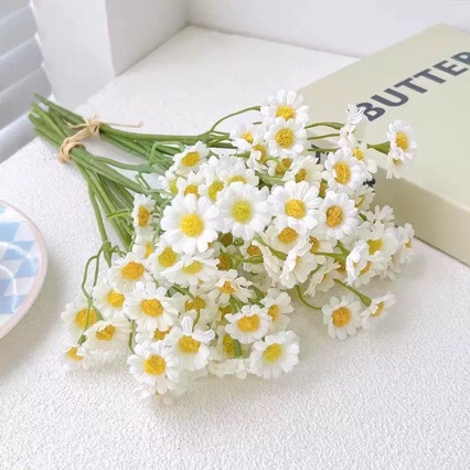 # @Little Daisy Artificial Flowers Green Plants Everlasting Table Decorations Dried Flower Bouquets Light Luxury High Simulation Flowers